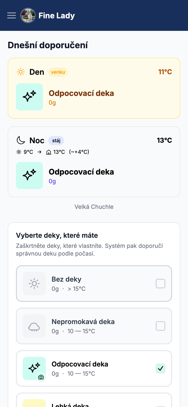Deky — Doporučení podle počasí a teploty | Stable Guard Technologies